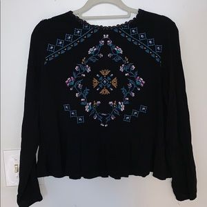 Large Black Embroidered Blouse